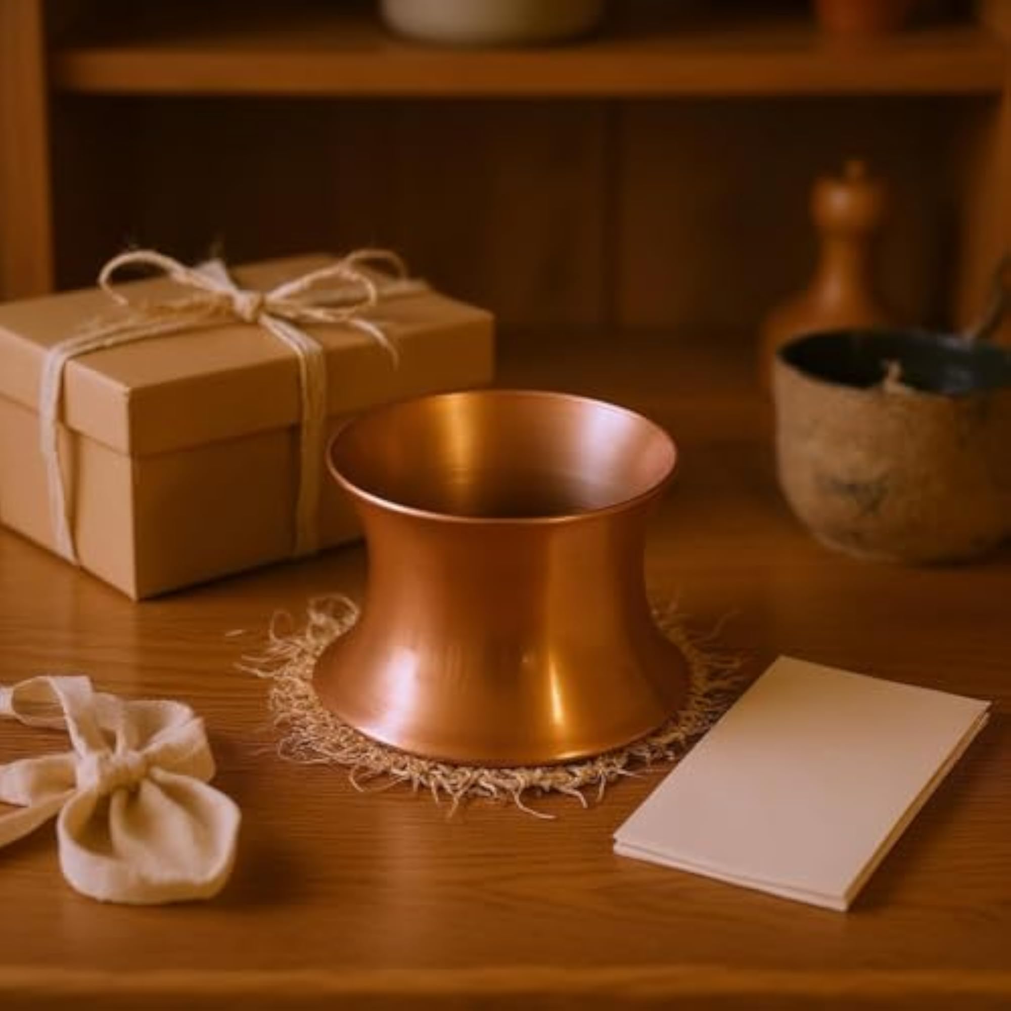 Warm Finish Copper Tea Accessory, Polished Surface